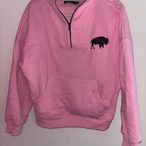 Pink Leveled Up Buffalo Quarter-Zip Sweatshirt with Buffalo Logo